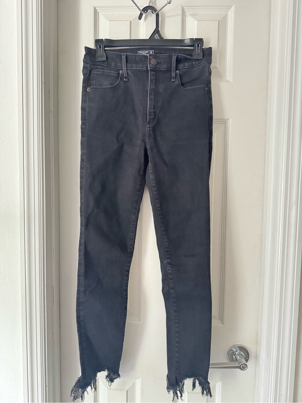 Abercrombie & Fitch Black Skinny Jeans with Frayed Hem